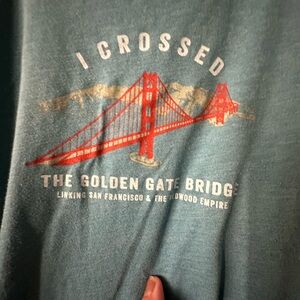 Blue San Francisco Graphic Tee of I Crossed the Golden Gate Bridge Design